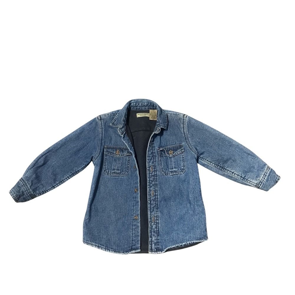 Rugged Earth Denim Jacket Fleece Lined Button Up Kid's Size 4‎